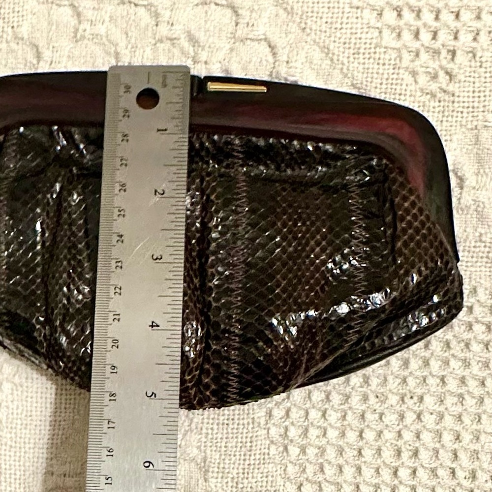 Vtg Snakeskin Leather Clutch/ Cross Body Bag Chocolate Brown Borsa Bella Italy - Picture 11 of 15